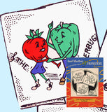 1950s VTG Aunt Martha's Embroidery Transfer 3132 Uncut Jitterbug Anthro Veggies - Vintage4me2