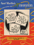 1950s VTG Aunt Martha's Embroidery Transfer 3132 Uncut Jitterbug Anthro Veggies - Vintage4me2