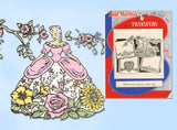 1940s Uncut Aunt Marthas Embroidery Transfer 3140 Pretty Garden Girl Pillowcases