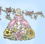 1940s Uncut Aunt Marthas Embroidery Transfer 3140 Pretty Garden Girl Pillowcases
