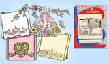 1940s Uncut Aunt Marthas Embroidery Transfer 3140 Pretty Garden Girl Pillowcases