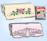 1950s Aunt Martha's Embroidery Transfer 3260 Uncut Cutwork Floral Pillowcases - Vintage4me2