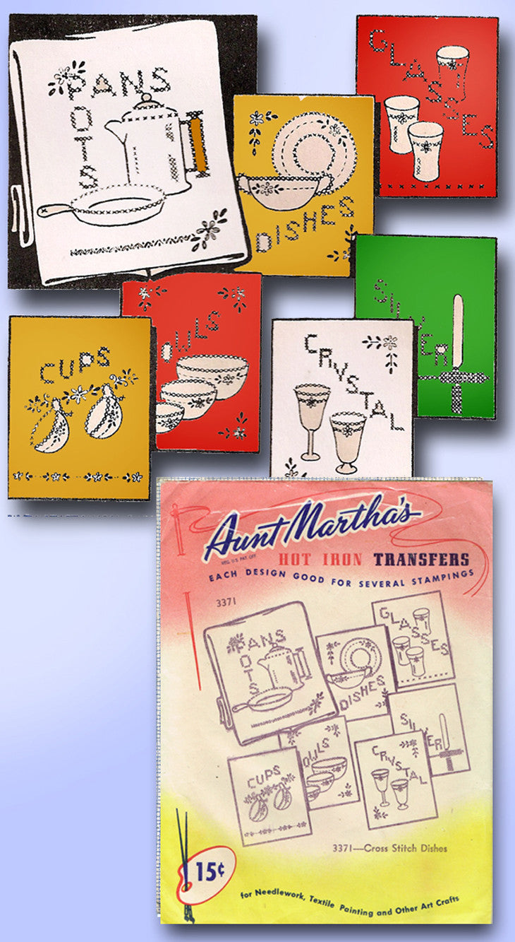 Aunt Martha's Iron On Transfer Patterns for Stitching, Embroidery