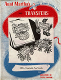 1940s VTG Aunt Martha's Embroidery Transfer 3403 Uncut Vegetable Tea Towels