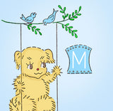 1960s Aunt Martha's Embroidery Transfer 3604 Uncut DOW Playful Pup Tea Towels - Vintage4me2
