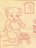 1960s Aunt Martha's Embroidery Transfer 3604 Uncut DOW Playful Pup Tea Towels - Vintage4me2