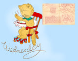 1950s Aunt Martha's Embroidery Transfer 3733 Uncut DOW Kitten Tea Towels