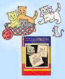Aunt Martha's Embroidery Transfer 9178: 1950s Uncut Kitten Pillow Top Motifs