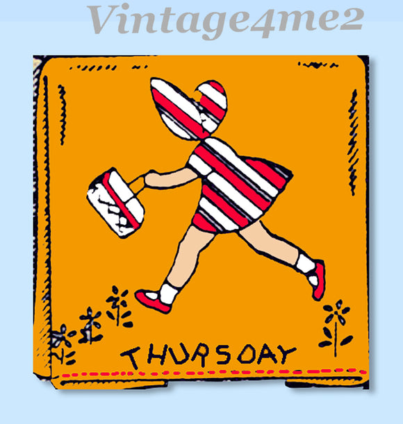 1950s Vintage Aunt Martha's Embroidery Transfer 9196 Uncut Sunbonnet Girl DOW Tea Towels