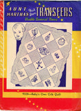 1940s Vintage Aunt Martha's Embroidery Transfer 9328 Uncut Baby Crib Quilt
