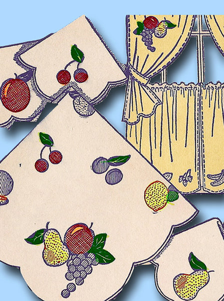 1950s Charming Fruit Luncheon Set Uncut Aunt Martha's Embroidery Transfer 9332 - Vintage4me2
