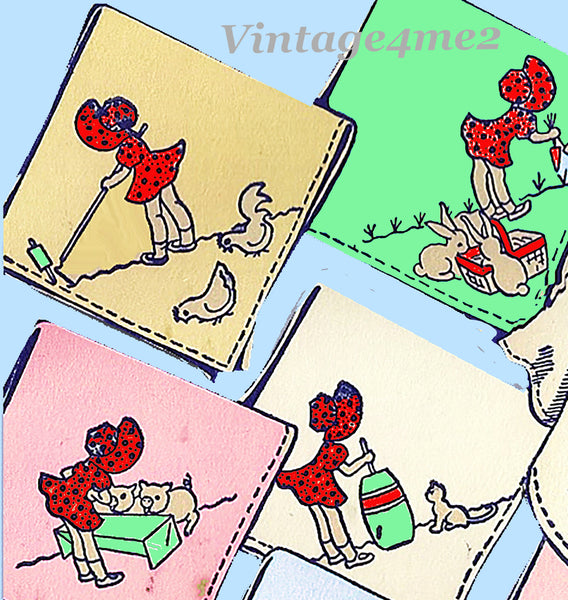 1950s VTG Aunt Martha's Embroidery Transfer 9342 Uncut Farmette DOW Tea Towels