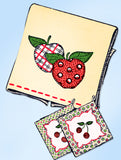 1950s Vintage Aunt Martha's Embroidery Transfer 9343 Uncut Applique Fruit Tea Towels - Vintage4me2