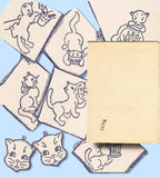 1940s VTG Aunt Martha's Embroidery Transfer 9497 Uncut Felix the Cat Tea Towels - Vintage4me2