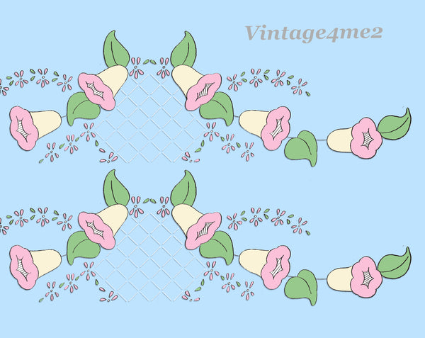 1940s Aunt Marthas Embroidery Transfer 9716 Uncut Bird & Flower Pillowcase Motifs