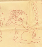 1950s VTG Aunt Martha's Embroidery Transfer 9996 Uncut Playful Pup DOW Tea Towel - Vintage4me2