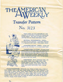 1940s Vintage American Weekly Embroidery Transfer 3213 Uncut Sunbonnet Sue DOW