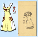 1950s Vintage Mail Order Sewing Pattern 3733 Misses Plus Size Apron 44 -46 Bust