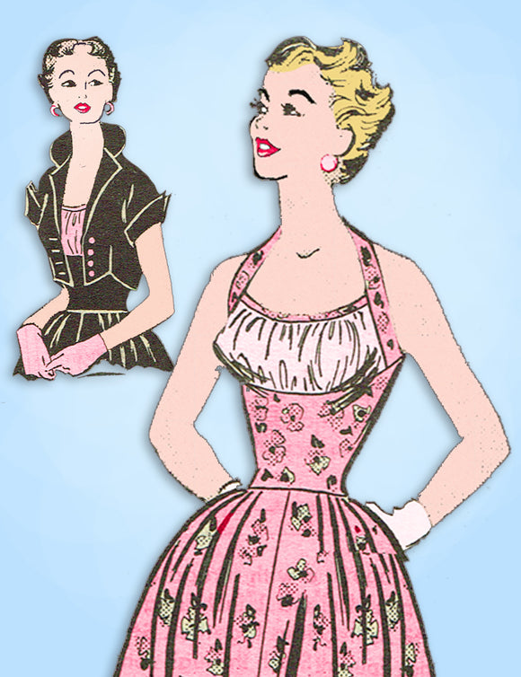 1950s Vintage Mail Order Sewing Pattern 3839 Uncut Misses Halter Dress Size 34 B