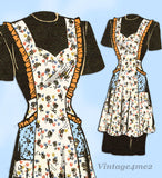 American Weekly 3853: 1940s Misses WWII Apron Sz 32-34 B Vintage Sewing Pattern - Vintage4me2