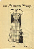 1950s Vintage American Weekly Sewing Pattern 3868 Cute Misses Day Dress Sz 30 B