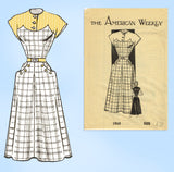 1950s Vintage American Weekly Sewing Pattern 3868 Cute Misses Day Dress Sz 30 B
