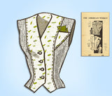 1940s Vintage American Weekly Sewing Pattern 3872 Misses Weskit Vest Sz 34 Bust
