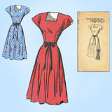 1940s Vintage American Weekly Sewing Pattern 3873 Simple Misses Dress Sz 36 Bust