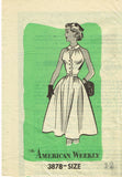 1950s Vintage American Weekly Sewing Pattern 3878 Uncut Cocktail Dress Size 31 B