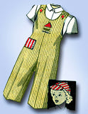 1940s Vintage Mail Order Pattern 3879 Uncut Toddlers Overalls Jacket & Cap Sz 3