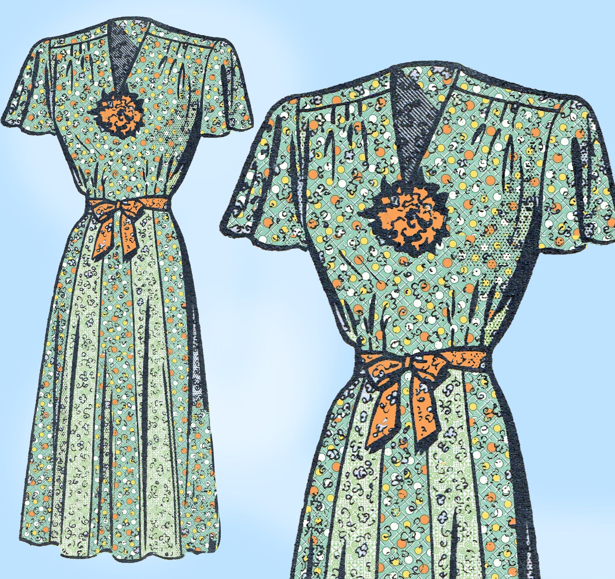 Mail Order 3884: 1940s Plus Size Dress 52 Bust Vintage Sewing Pattern –  Vintage4me2
