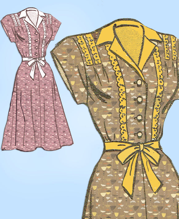 American Weekly 3906: 1950s Plus Size Dress Sz 40 Bust Vintage Sewing Pattern - Vintage4me2