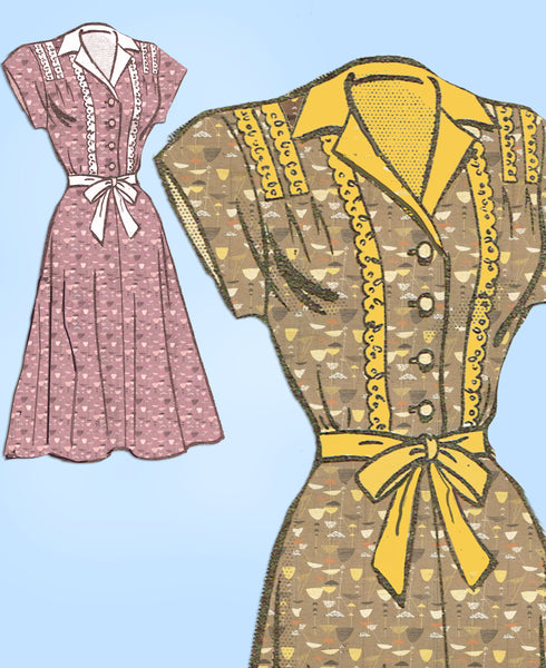 American Weekly 3906: 1950s Plus Size Dress Sz 40 Bust Vintage Sewing Pattern - Vintage4me2