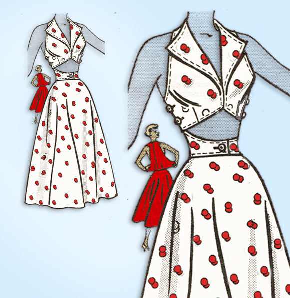 1950s Vintage Mail Order Sewing Pattern 3917 Gorgeous Wrap Around Sun Dress 32 B