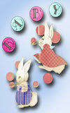1930s Vintage Betty Burton Embroidery Transfer 13 Uncut Bunny Crib Quilt Motifs