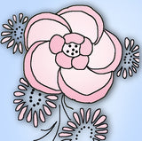 1930s Beautiful Betty Burton Big Flower Bolster Embroidery Transfer Uncut 1605 - Vintage4me2
