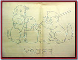 Betty Burton 1918: 1930s Cute Puppy DOW Tea Towel Uncut Embroidery Transfer