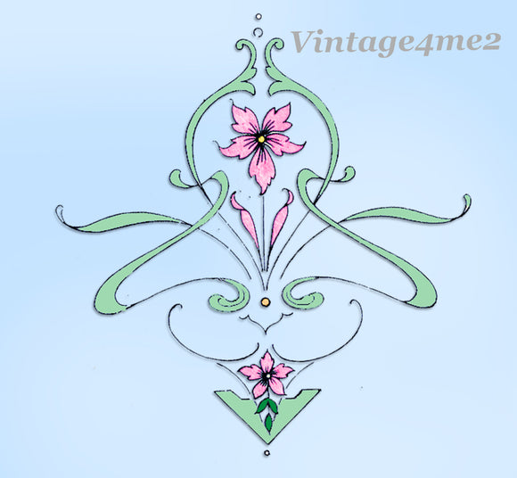 1920s Betty Burton Art Deco Flourish Pillowcases Uncut Embroidery Transfer 1940