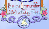 1940s Betty Burton Embroidery Transfer 1972 Praise the Lord and Pass the Ammo