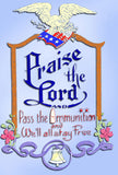 1940s Betty Burton Embroidery Transfer 1972 Praise the Lord and Pass the Ammo