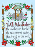 1920s VTG Betty Burton Embroidery Transfer 1972 Uncut Old Oaken Bucket Sampler - Vintage4me2