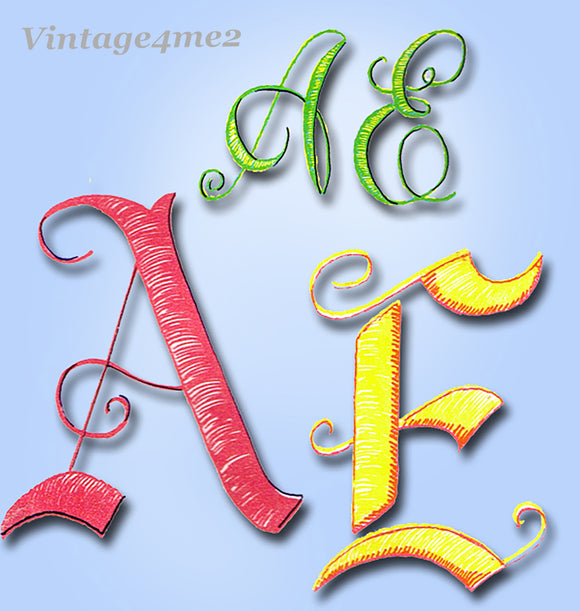 1930s Uncut Betty Burton Vintage Monogram Letters Embroidery Transfer 2010
