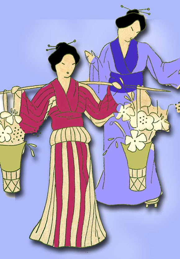 1930s VTG Betty Burton Embroidery Transfer B Uncut Dutch & Asian Lady Tea Towels