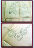 1930s Betty Burton Embroidery Transfer Uncut Cutwork Garden Gal Pillowcases "C" - Vintage4me2