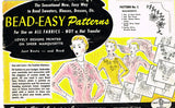 1950s Vintage Bead Easy Pattern Unused Sweater Trims Printed on Tearaway Fabric