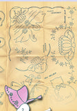 1940s Embroidery Transfer DOW Bonnet Gals & More Uncut Blue Line Motifs ORIG - Vintage4me2