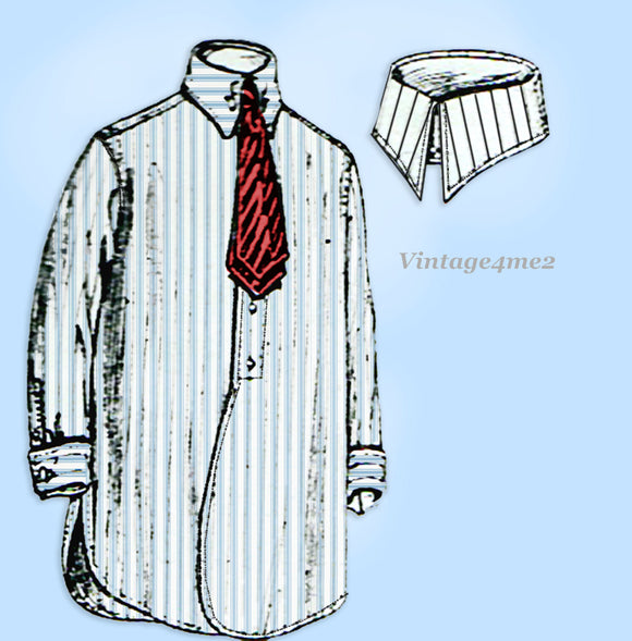 Butterick 1074: 1910s Rare Men's Shirt w French Cuffs Antique Sewing Pattern