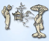 1920s Vintage Butterick Embroidery Transfer 10998 Japanese Landscape Motifs