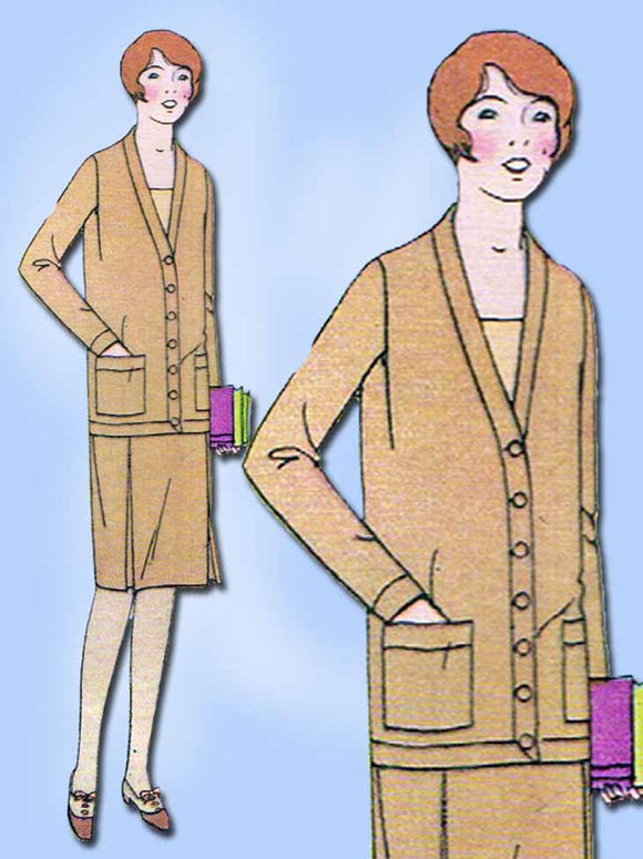 1920s Vintage Butterick Sewing Pattern 1293 Uncut Girls Flapper Dress Sz 12 29B - Vintage4me2
