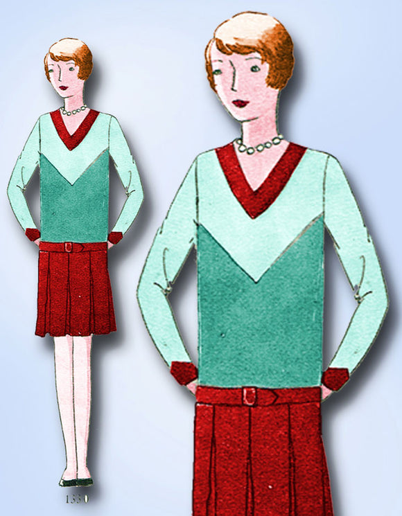 1920s VTG Butterick Sewing Pattern 1330 Uncut Girls Flapper Dress Size 10 27 B